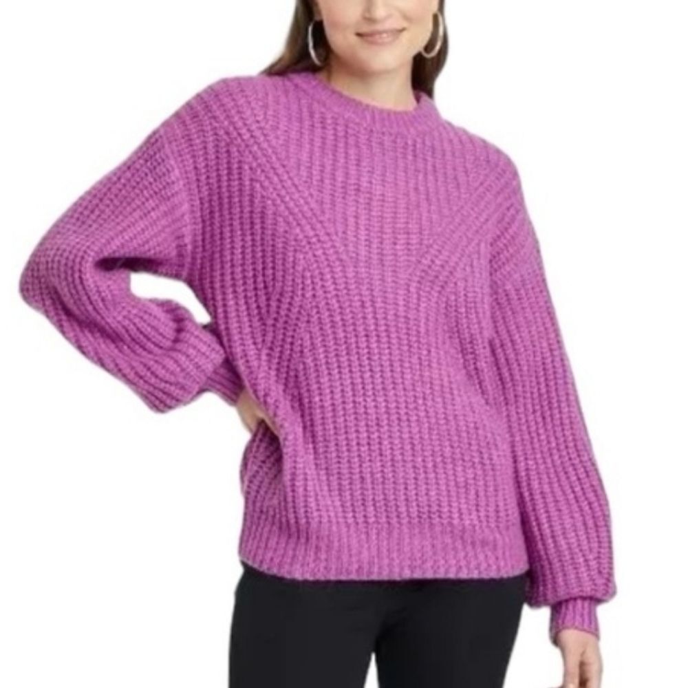 A New Day 2X Purple Knit Crewneck Sweater J-0978